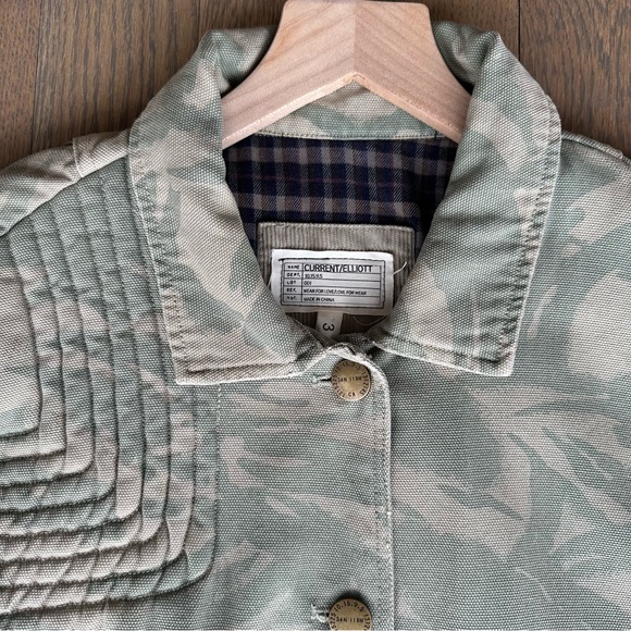Current/Elliot The Foxhunt Jacket Cotton Canvas Olive/Tan Camo Size 3 / Large - Picture 5 of 10